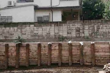 【家の傾き修正事例】長崎県長崎市 隣地のマンション工事による地盤沈下の修正工事